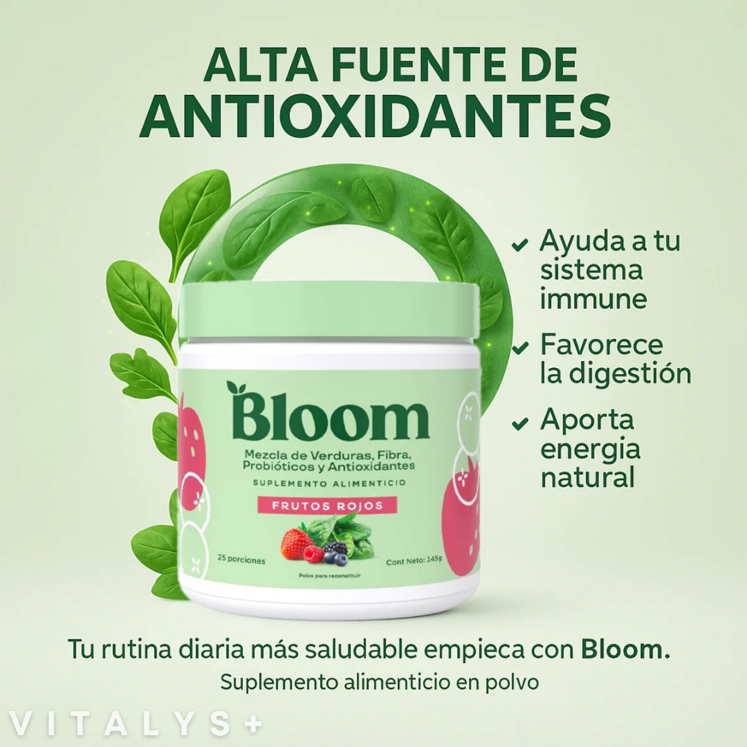 Bloom - Suplemento Completo (espirulina orgánica, clorela, hierba de trigo) - 25 Porciones