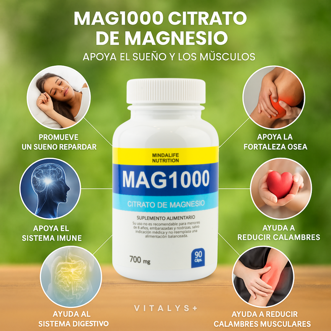 Citrato de Magnesio MAG1000 - Suplemento Alimenticio - 90CAPS